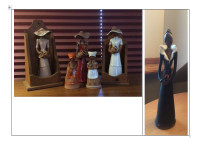 Statuettes et tablettes en pin