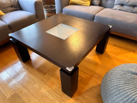 Magnifique table à café en bois et verre