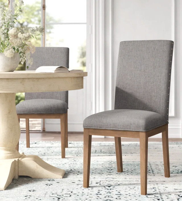 Avril Linen Solid Back Parsons Chair (Set of 2) - 4 Sets Availab in Chairs & Recliners in Hamilton