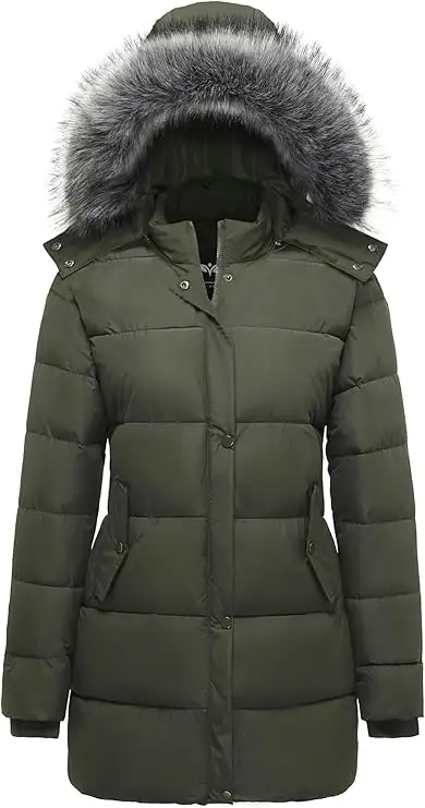 Title : GGleaf Women's Winter Thicken Puffer Coat Warm Snow Jacket with Fur Removable Hood ASIN B095...