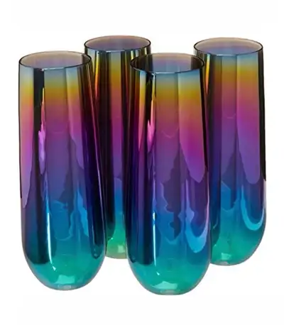NEUFS 4x Verres à Champagne Flutes Stemless NEW, View more