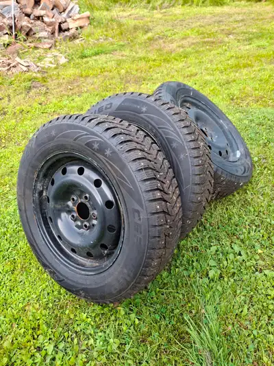 Basically brand new Certified studded winters on steel rims. Less than 100kms on them. Came off a Ni...