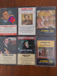 Johnny Cash and Stompin Tom cassettes 