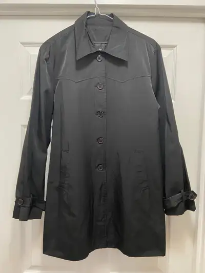 Selling a stylish black trench coat! It's in great condition and would be a perfect addition to your...
