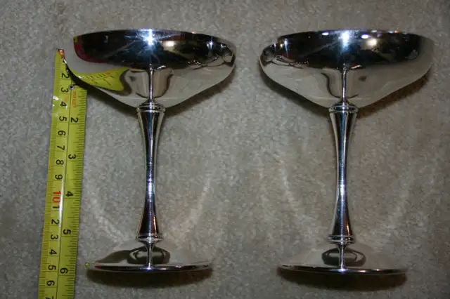 PAIR of SILVER PLATED CHAMPAGNE GLASSES GOBLETS F.B.R. EP BRASS63005668502529124