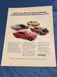 1972 Toyota Lineup Original Ad Corolla, Corona, Celica, Mark II