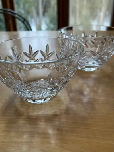 These are a lovely pair of smaller lead crystal bowls; heavy in weight. They measure 5" wide by 3" t...