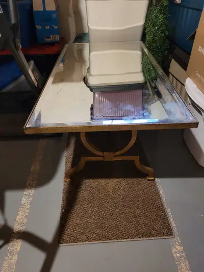 Coffee Table, gilded wrought iron, mirror top, View more