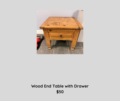 Solid Wood End Table with Drawer, View more
