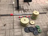 Weight Bench with Barbell/Bars/Weights/Attachments