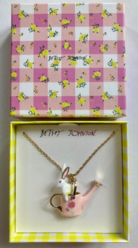 Official BETSEY JOHNSON Easter Rabbit Watering Can Necklace