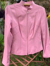 Danier pink leather fitted jacket 