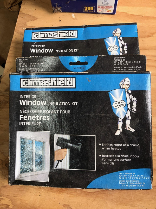TWO CLIMASHEILD INDOR WINDOW INSULATION KITS #V0074 in Windows, Doors & Trim in Edmonton