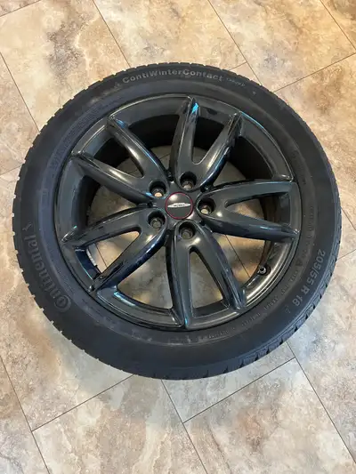 4 ContiWinterContact TS830P Continental Winter Tyres, 205/55R18 96 HMS, 3 season use, on alloy rims...
