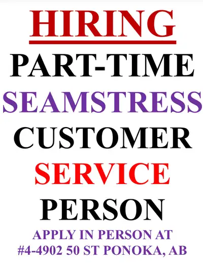 PART TIME SEAMSTRESS/CUSTOMER SERVICE PERSON WANTED, View more
