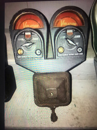 3 VINTAGE DOUBLE HEADED PARKING METERS - NOT A FIRE SALE!!