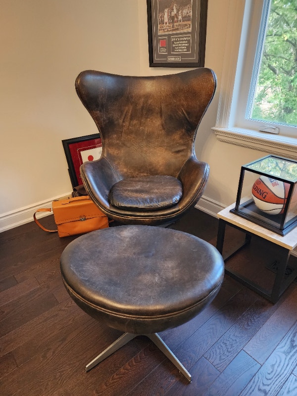 Restoration Hardware 1950 Copenhagen Egg Chair and Ottoman Chairs
