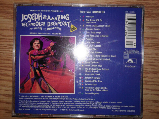 Joseph and the Amazing  Technicolor  Dreamcoat - CD in CDs, DVDs & Blu-ray in Mississauga / Peel Region - Image 3