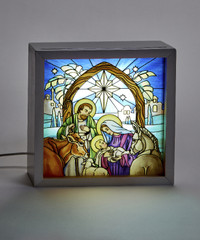 Holy Family Nativity Scene Light Box Christmas Decor NEW MINT