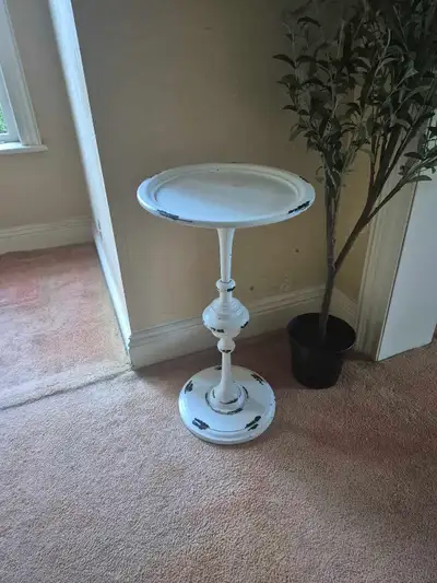 Distressed White Accent Table, View more