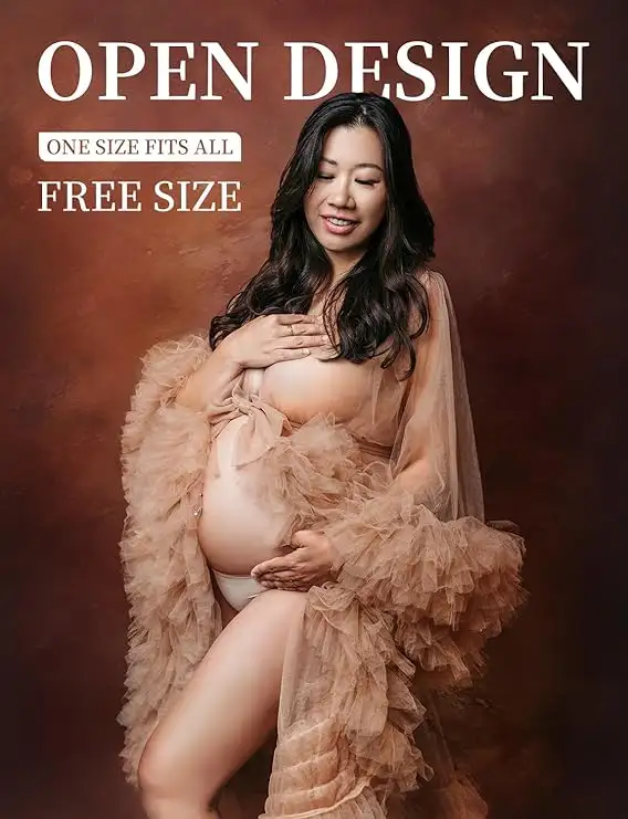 PLUVIOPHILY Maternity Tulle Dress Robe for Photoshoot62863267824514123