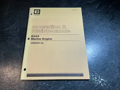 Caterpillar D343 Marine Diesel Engine Operation & Maintenance Manual Part # SEBU5295, 10/1982 Serial...