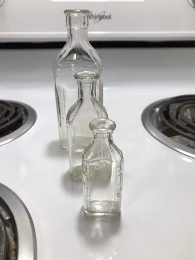 3 - 1930’s era Cork Top Graduated Medicine Bottles., View more