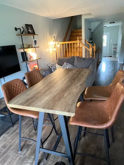 Dining table and chairs, View more