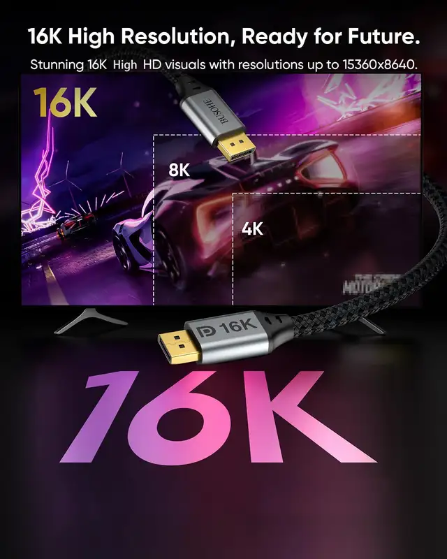 8K 5FT , Display Port to Display Port 1.4 (8K@60Hz, 4K@144Hz in Cables & Connectors in Hamilton - Image 6