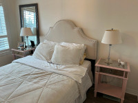 Headboard, nightstands and mirror for sale. See page for pricing
