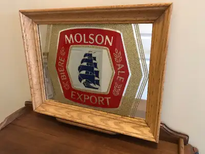 Vintage Molson Export Beer Bar Mirror Sign Excellent Condition, View more