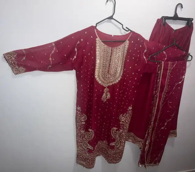 Luxury Maroon Heavy Embroidered 3pc Formal Suit Set