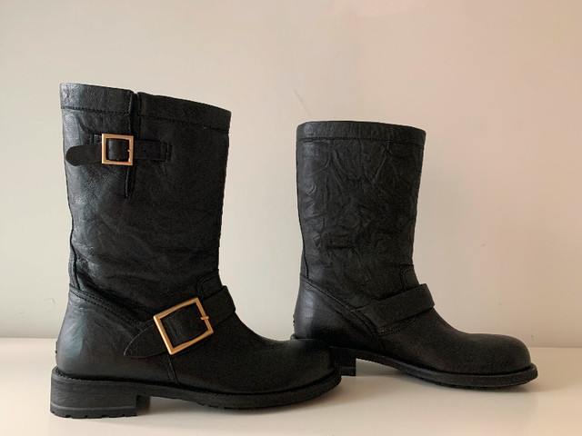 JIMMY CHOO BIKER BOOTS+ MONCLER MOON BOOTS WOMENS size 37 in Women's - Shoes in City of Toronto