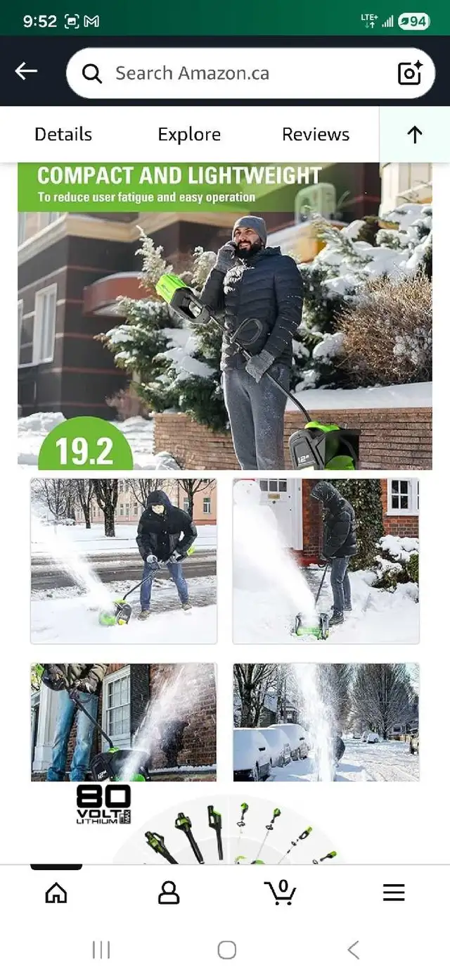 Greenworks Snow Shovel in Snowblowers in London - Image 2