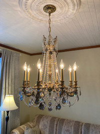 Lustre en Cristal fini Or / Golden finish Crystal Chandelier