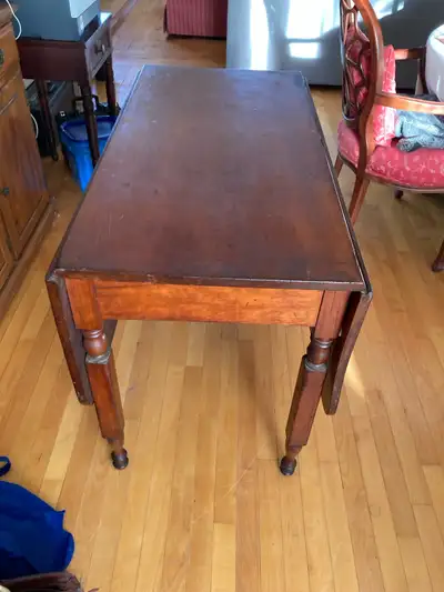 Antique leaf table w/ chairs, View more