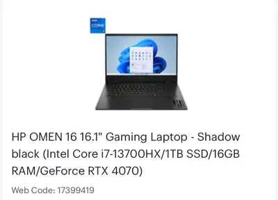 Gaming laptop HP OMEN RTX 4070, View more