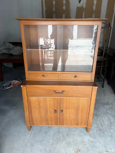 Free delivery antique Vintage Wooden China Cabinet (1950-1960), View more