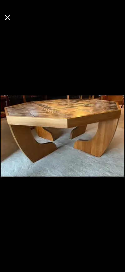 Unique teak and ceramic tile coffee table, View more