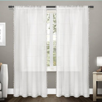 Exclusive Tassels Rod Pocket Curtains - White, 54x96, 2 Panels
