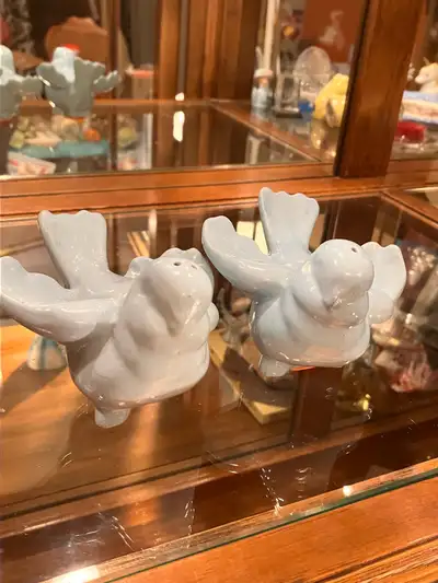 Vintage ceramic blue bird salt and pepper shakers, View more