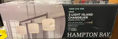 Hampton BAY Oron 3-Light Brushed Steel Island Light with White , View more