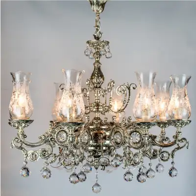 lustre argent 6 branches _ silver chandelier, View more