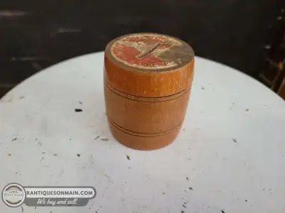 Antique Wooden Barrel Bank, View more