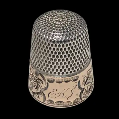 Victorian EKJ Simons Bros. Sterling Silver Gold Band #9 Thimble, View more