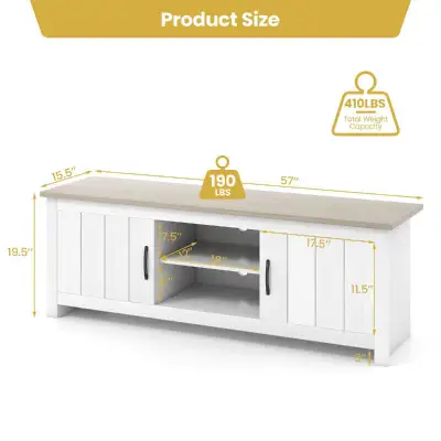 Gymax Farmhouse TV Stand for TVs Up to 65" White Oak, View more