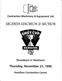1996 Hamilton CFL Grey Cup Luncheon Program with 12 Autographs