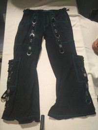 Pants: Tripp Turquoise wide leg bondage pants with chains NEW