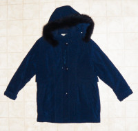 Manteau d’hiver chic bleu ¾ pour femme grandeur M