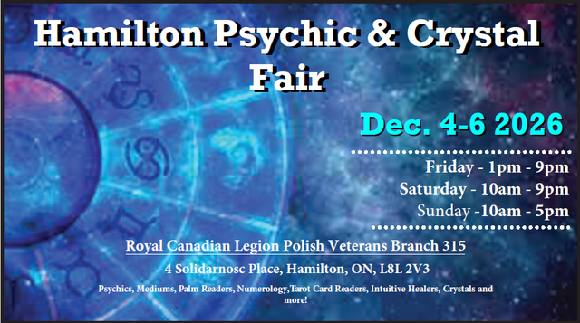 Hamilton Psychic & Crystal Fair - Dec 4-6 2026